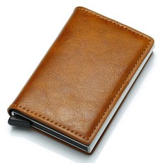 Slim Pop-Up Leather Card Wallet (Brown)