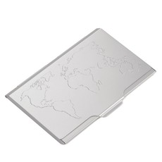 TROIKA Business Card Case with World Map Embossed Lid Global Contacts