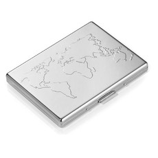Troika Credit Card Case Business World- Embossed World Map-Silver Colour