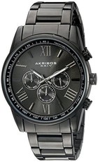 Akribos XXIV Men's Round Three-Hand Quartz Bracelet Watch AK736BK