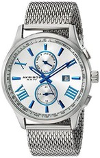 Akribos XXIV Men's Swiss Quartz Multi-function Blue Accented Watch AK905SS