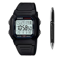 Casio Mens W-800H-1AVDF Dual Time Digital Sports Watch Bundle