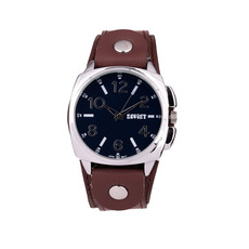 Gents Soviet Brown Leather Blue Dial - SSH005-01