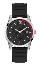Guess Men's PERRY Black Dial Watch With Round Case - Silver