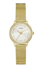 Guess Women's CHELSEA White Dial Watch With Round Case - Gold