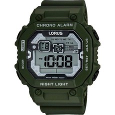 Lorus Gents Digital Army Green Silicone Strap Watch