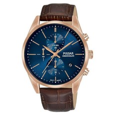Pulsar Gents Leather Chronograph 50M Watch - PM3140X1