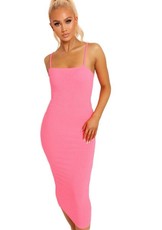 I Saw it First - Ladies Neon Pink Cami Ribbed Midi Dress