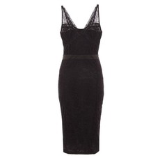 Quiz Ladies Black Lace Ruched Midi Dress - Black