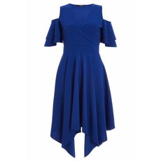 Quiz Ladies Cold Shoulder Midi Dress - Royal Blue