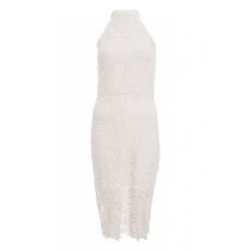 Quiz Ladies Cream Crochet Halterneck Midi Dress - Cream