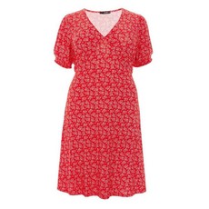 Quiz Ladies Curve Red Floral Midi Dress
