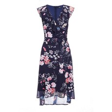 Quiz Ladies Floral Print Midi Dress - Navy