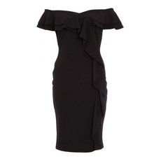 Quiz Ladies Frill Bardot Midi Dress - Black