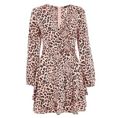 Quiz Ladies Leopard Print Wrap Dress - Pink