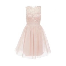 Quiz Ladies Mesh Sweetheart Embellished Dress - Pink