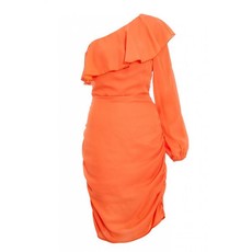 Quiz Ladies Orange Long Sleeve Bodycon Dress - Orange