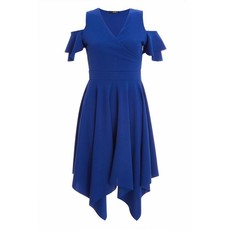 Quiz Ladies Petite Blue Cold Shoulder Dress