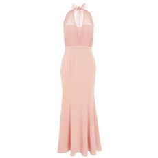 Quiz Ladies Petite Halterneck Maxi Dress - Blush Pink