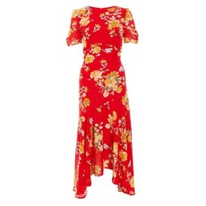 Quiz Ladies Red Floral Midi Dress