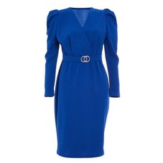 Quiz Ladies Royal Blue Puff Sleeve Midi Dress