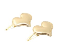 Set of 2 Heart Hairclips - Gold (3 Months - 12 Years)