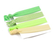 Set of Four Elastic Hair Ties - Greens (Size: 3 Months - 7 Years)