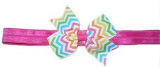 Baby Headbands Girl's Zig Zag Bow Headband - Hot Pink & Multicolour