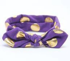 Cotton Top Knot Metallic Polka Dot Headband for Baby Girls - Purple