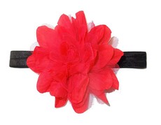 Crinkle Flower Headband - Black & Red