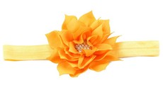 Croshka Designs Josephine Satin Layered Flower with Gemstone Headband - Yellow