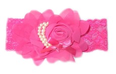 Pearl Lace Headband - Hot Pink