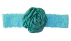 Puffy Rose Headband - Aqua