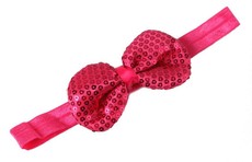 Rounded Sequins Bow Headband in Hot Pink