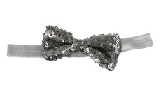 Sequins Bow Headband in Grey Color