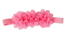 Three Chiffon Flowers Headband in Dark Pink Color