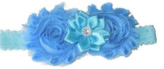 Triple Flower Headband - Light Blue