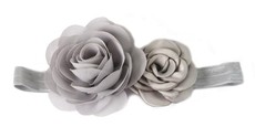 Two Flower Headband in Grey