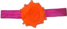 Two Tone Fine Flower Headband - Pink Orange