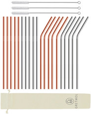 Reusable Stainless Steel Cocktail Straws Short - 20 Pack