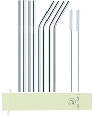Reusable Stainless Steel Long Straws- 8 Pack