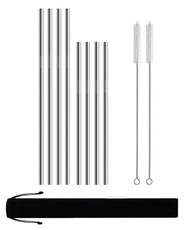 Reusable Stainless Steel Straight Straws - 8 Pack