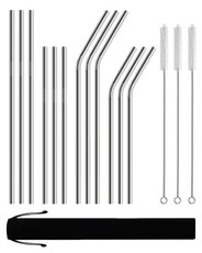 Reusable Stainless Steel Straws - 12 Combo Pack