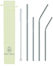 Reusable Stainless Steel Straws Combo Set with Brush - 4 Pack