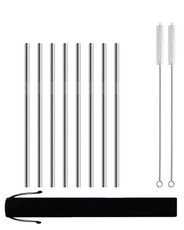 Reusable Stainless Steel Straws Straight with Brush - 8 Pack