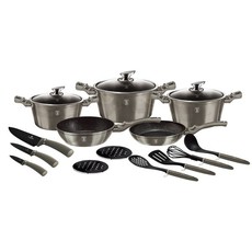 Berlinger Haus 17-Piece Marble Coating Cookware Set - Carbon Edition