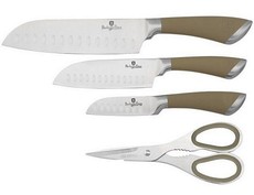 Berlinger Haus 4-Piece Stainless Steel Knife Set With Scissor Beige Velvet Chef Line