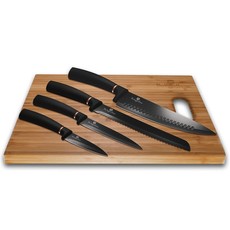 Berlinger Haus 5-Pieces Knife Set with Bamboo Cutting Board - Black Rose