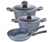 Berlinger Haus 6-Piece Marble Coating Forest Line Cookware Set - Smoked Wood