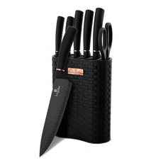 Berlinger Haus 7-Piece Non-Stick Coating Knife Set with Stand - Black Rose